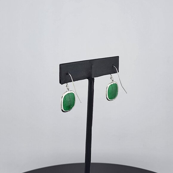 Square Green Jade Earrings in Sterling Silver 925 – Timeless & Chic - Picture 11 of 12